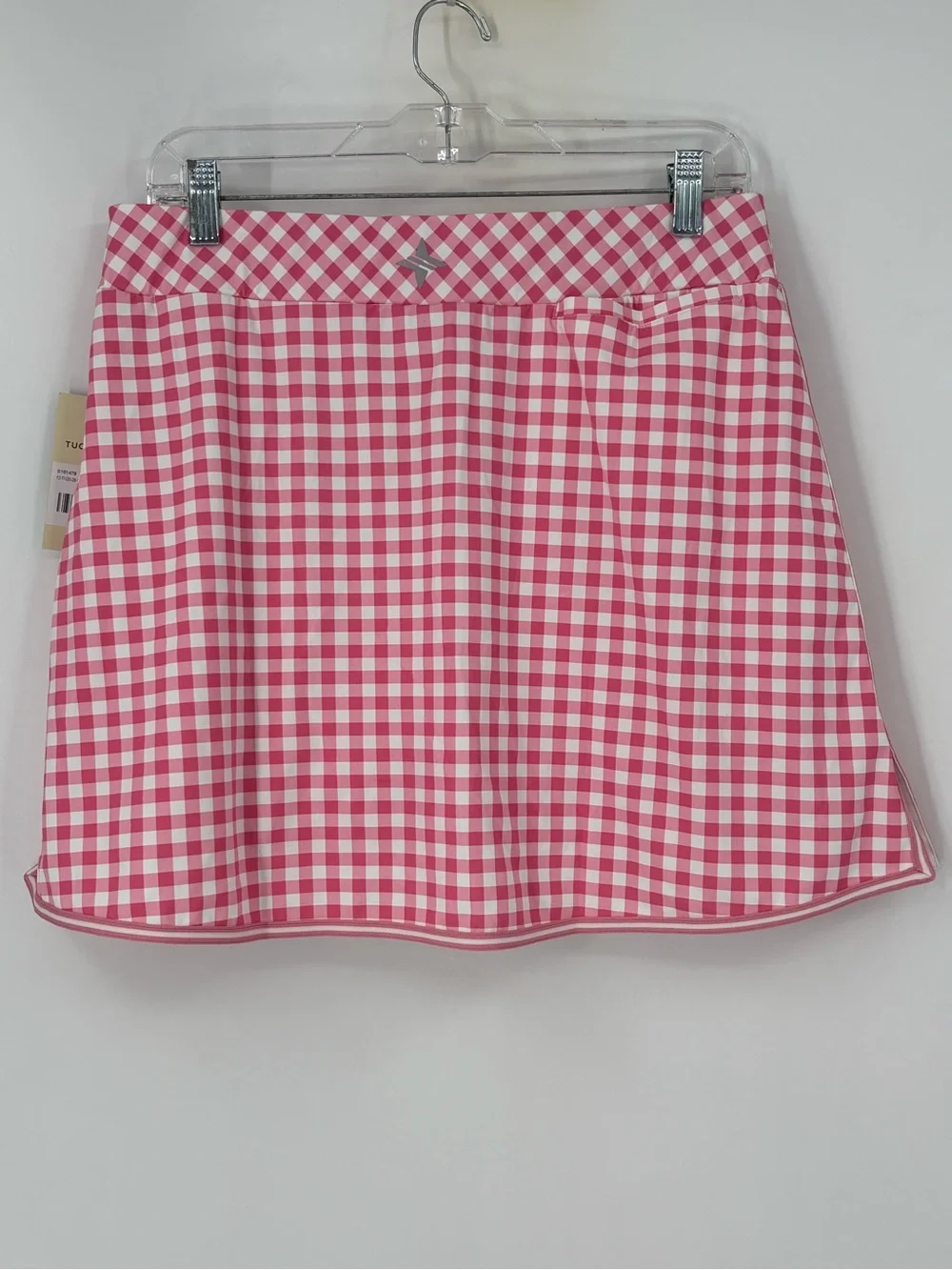Tuckernuck Karrie Golf Skirt Pink Gingham 16” Preppy Stretch Skort Large